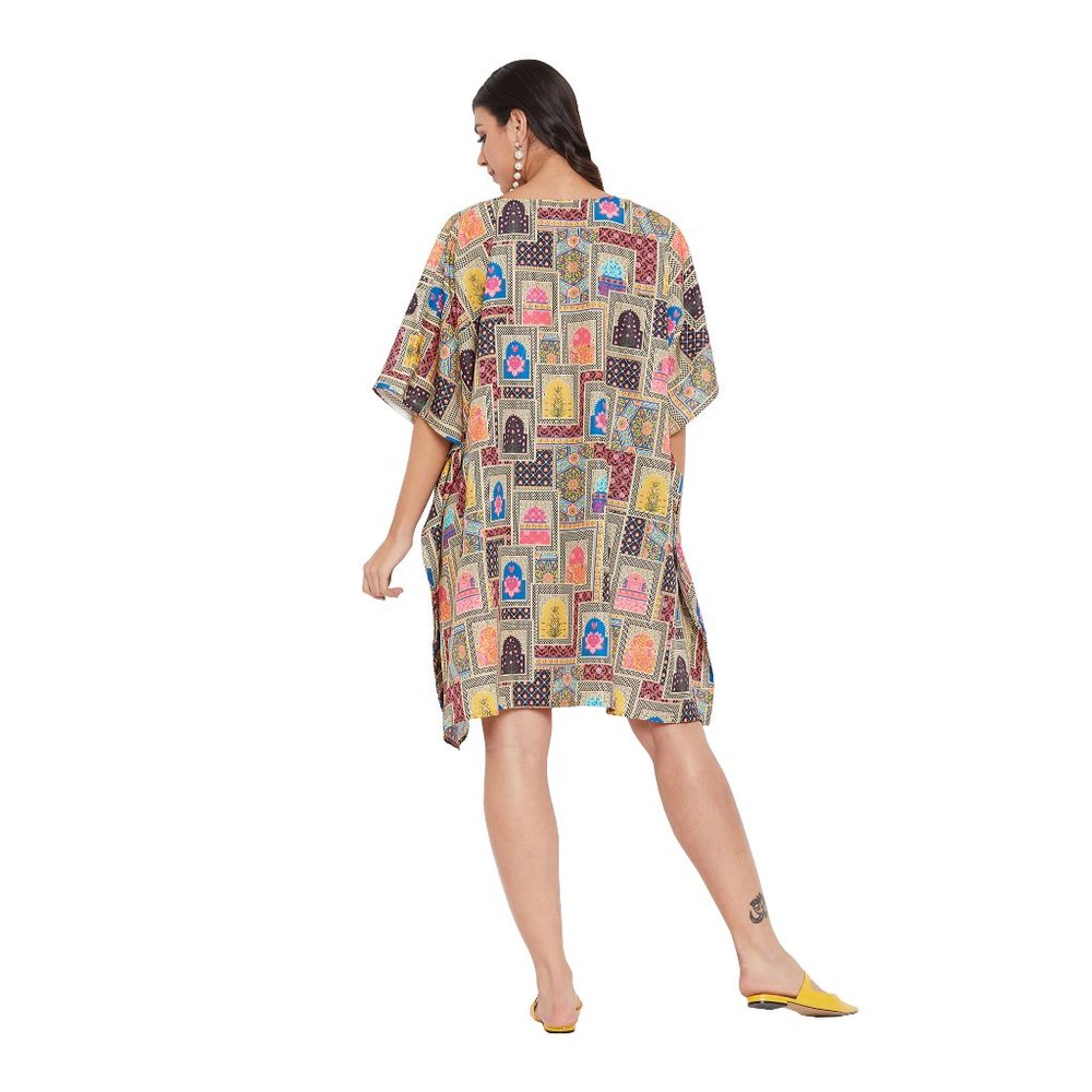 Gypsie Blu Women Casual Short Caftan Dress Tunic Beach Cover Up for Evening Wear - Picture 9 of 10